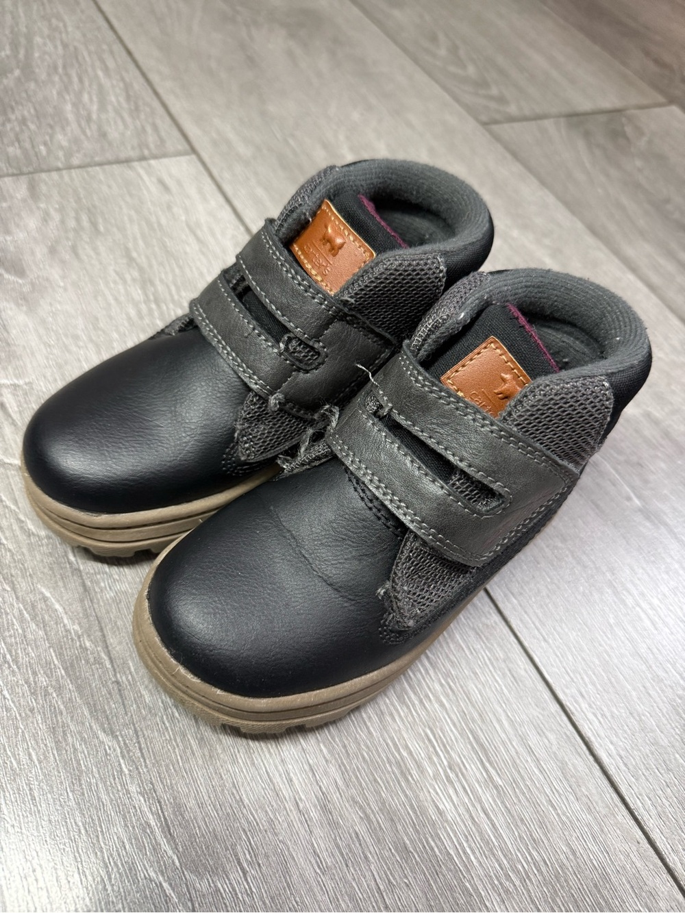 Carter's Black Kids Hook-and-Loop Boots with Tan Accent